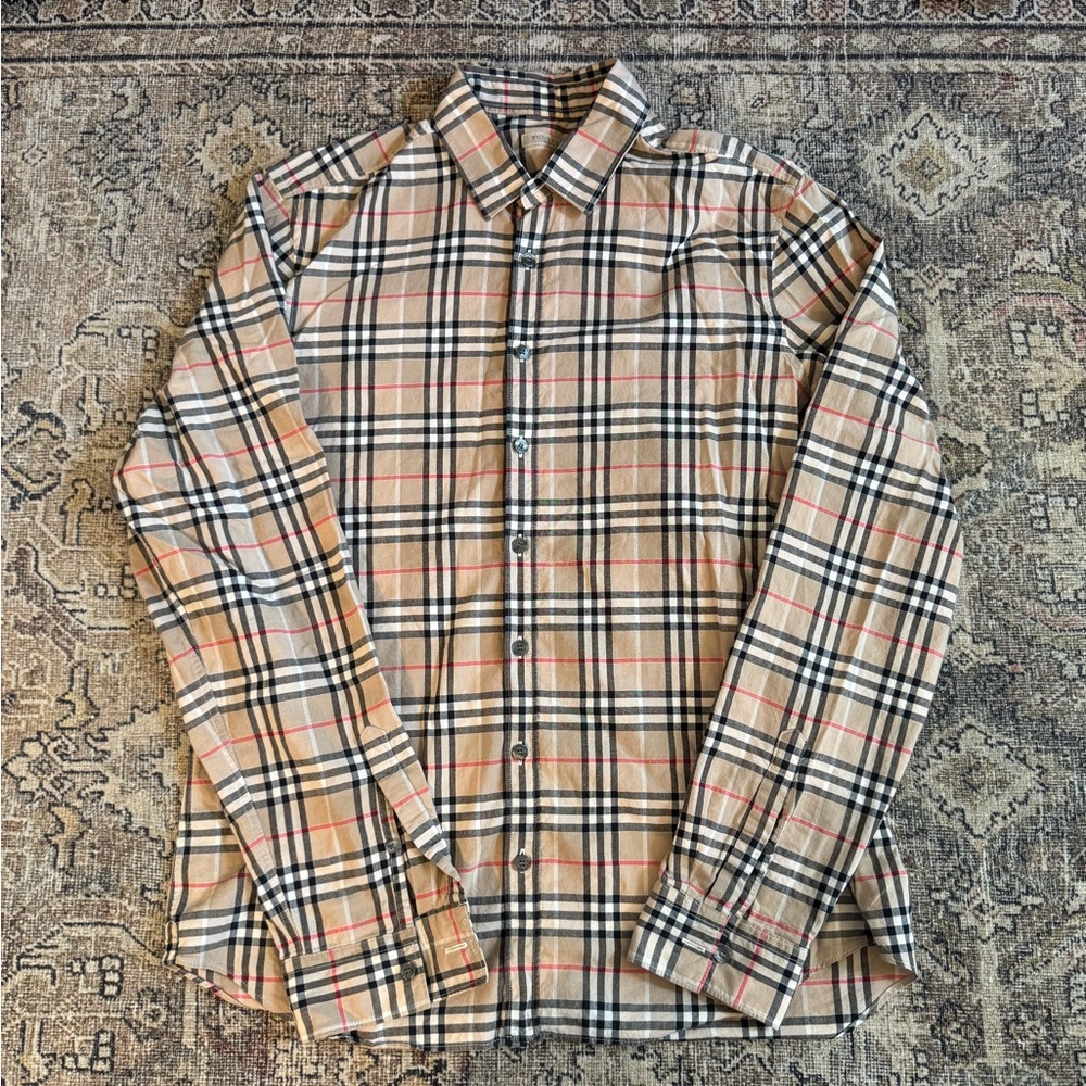 Authentic Men’s Burberry Nova Check Plaid Button-Up Shirt Medium